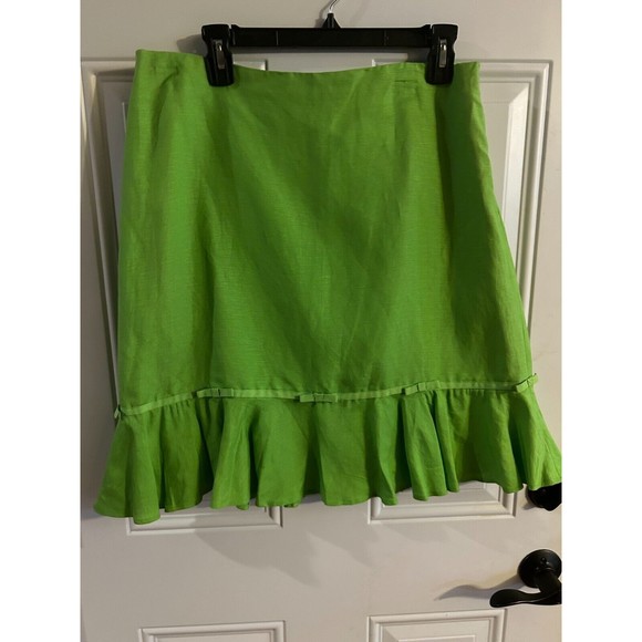 Larry Levine Skirt Womens Size12 Linen Blend Lined Side Zipper Ruffle Bottom EUC - Picture 1 of 9